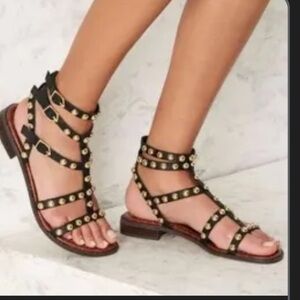 Sam Edelman Black and Gold Studded Sandals